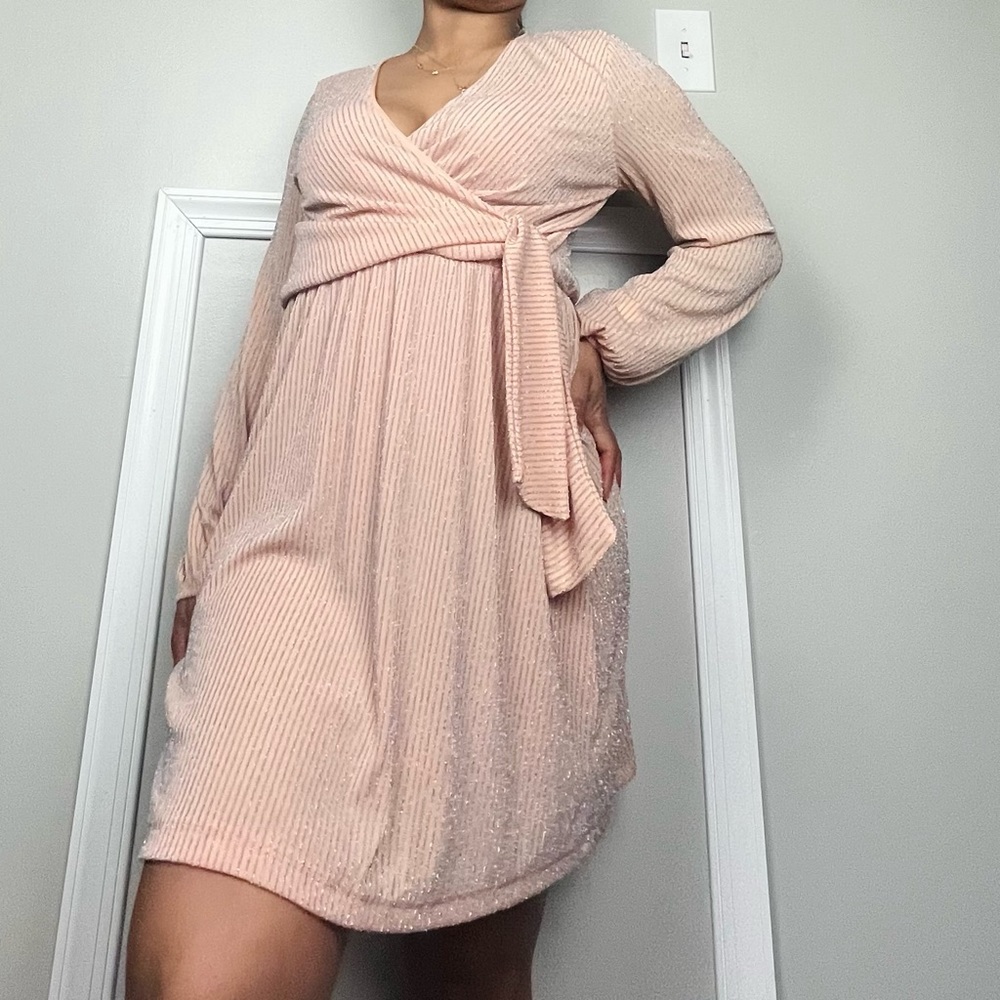 Lush Long Sleeves Pink Dress